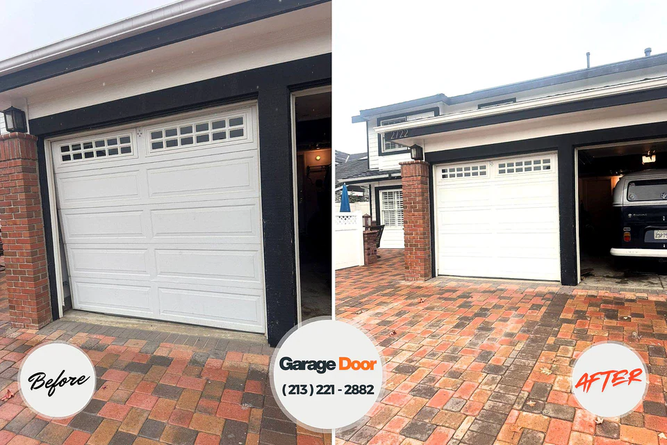 Before and after: garage door repair Brooklyn, WI